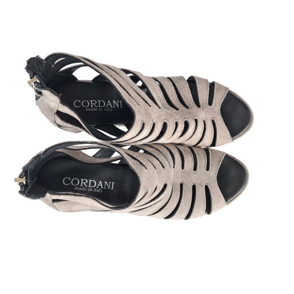 Cordani Electra Grey Suede Caged Cutout Wedge Heels Size 38 7.5/8 - Picture 4 of 10